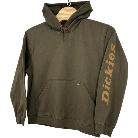 Men's Moss Green Dickies Water Repellent Sleeve Logo Hoodie Sweatshirt XL - Picture 1 of 7